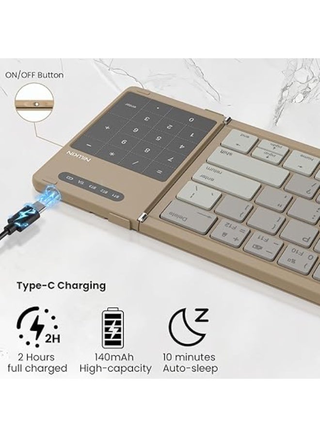 نيلكين لوحة مفاتيح قابلة للطي Nillkin Cube Pocket مع لوحة أرقام تعمل باللمس للاجتماعات والسفر للأجهزة اللوحية والهواتف المحمولة وأجهزة الكمبيوتر المحمولة، لوحة مفاتيح كاملة الحجم (صغيرة) - Image 5